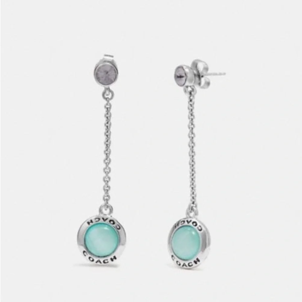 COACH NWT OPEN CIRCLE LONG DANGLE EARRINGS $88 RETAIL - Picture 1 of 5